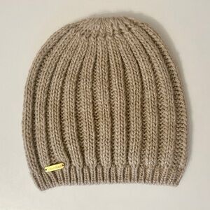 NWOT Calvin Klein beige knit toque winter hat khaki tan woven beanie fall new